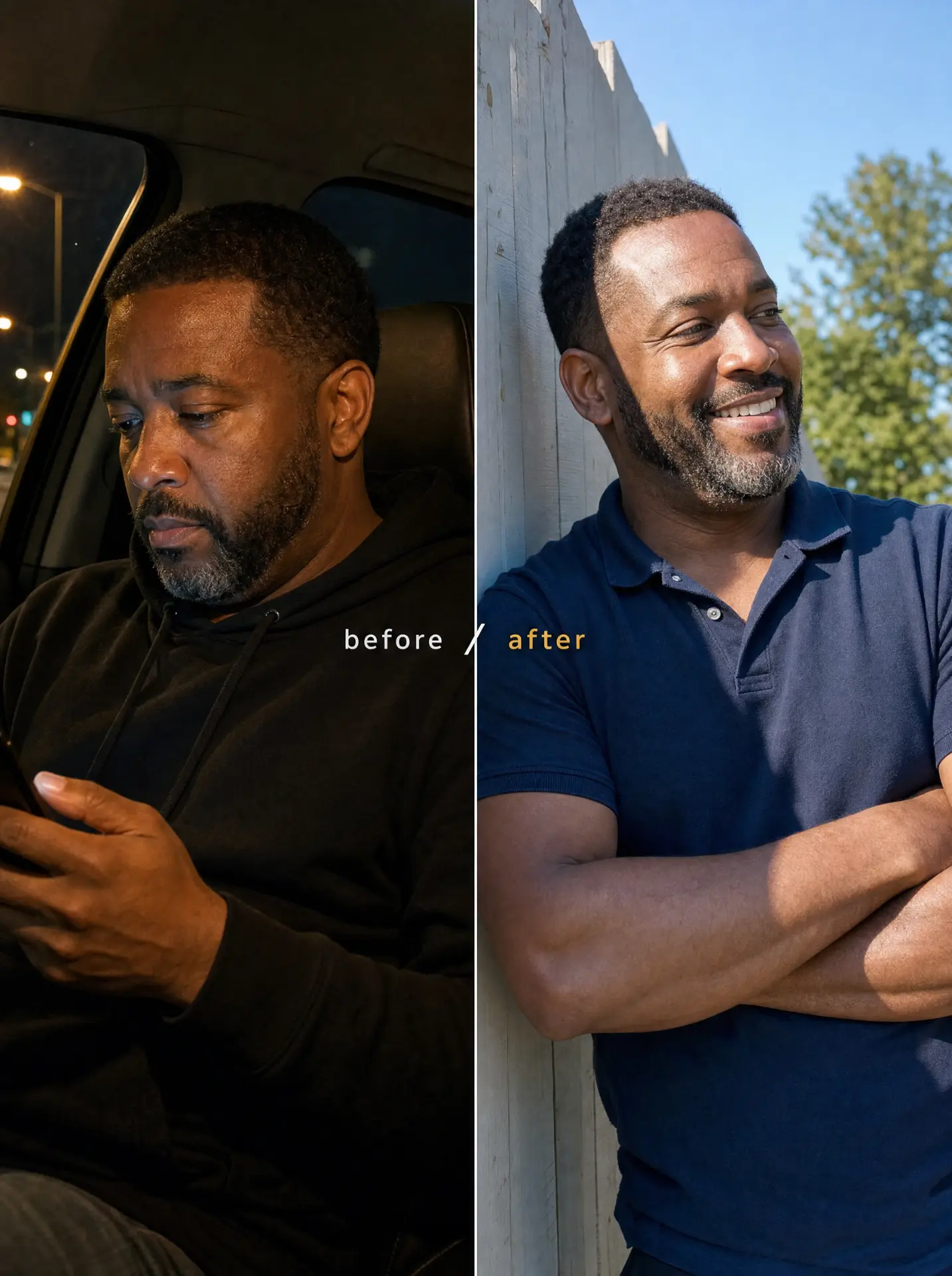 Customer before and after regaining his confidence